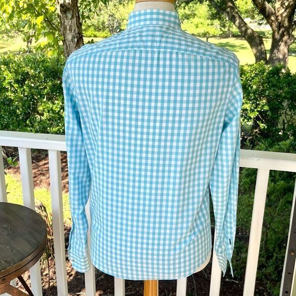 Untuckit Torrence-WF Gingham Print Dress Shirt. Size Medium Slim Fit Wrinkle Fre - Picture 4 of 8